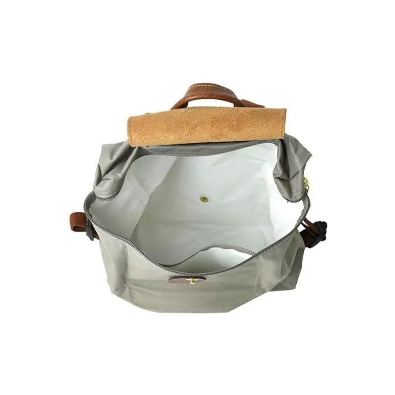 LONGCHAMP Le Pliage Recycled Canvas With Leather Trim Backpack Regular Women's Streptopelia Gray-4