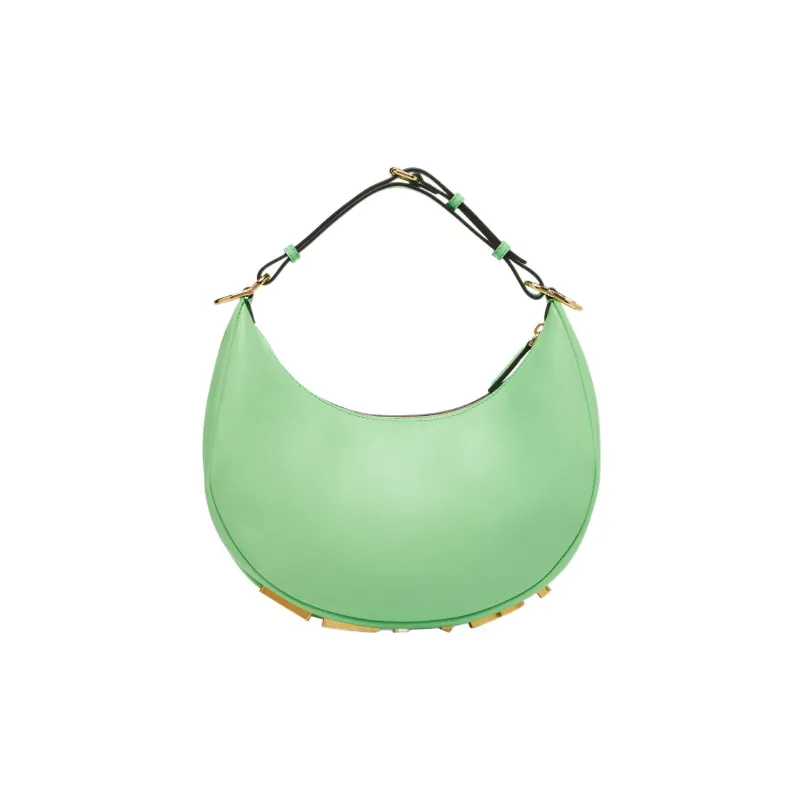 FENDI Fendigraphy Cow Leather Shoulder Bag, Handbag, Shoulder Bag Trumpets Women's Green-2