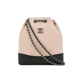 CHANEL Gabrielle Calfskin Backpack Women's Beige/Black
