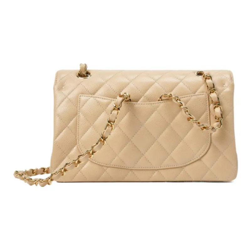 CHANEL Classic Flap CF Grain Calfskin Crossbody Bag, Shoulder Bag Trumpets Women's Beige-1