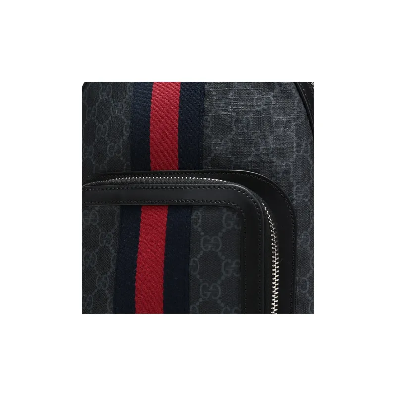 GUCCI Canvas With Leather Backpack Men's Black-5