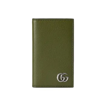 GUCCI GG Marmont Smooth Leather Wallets Card Holders Regular Men's Green