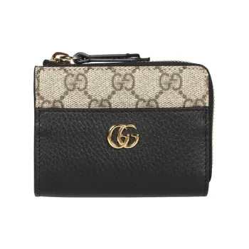 GUCCI Marmont Cow Leather Wallet Mini Women's Black