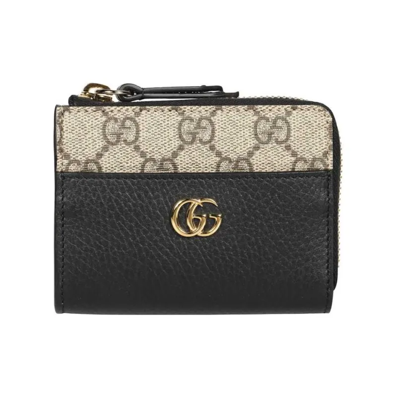 GUCCI Marmont Cow Leather Wallet Mini Women's Black-0