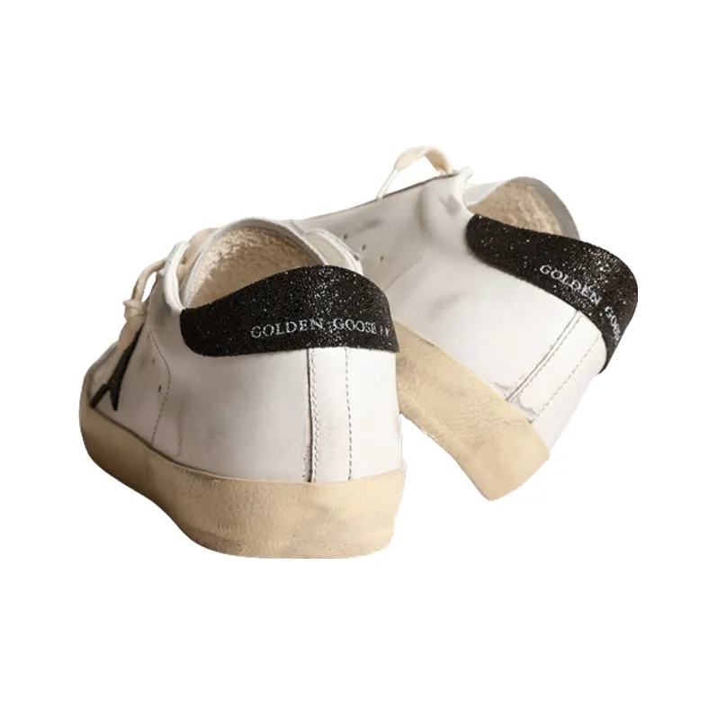 Golden Goose Super Star Stylish Skateboarding Shoes Women's White Black Vintage Version-2