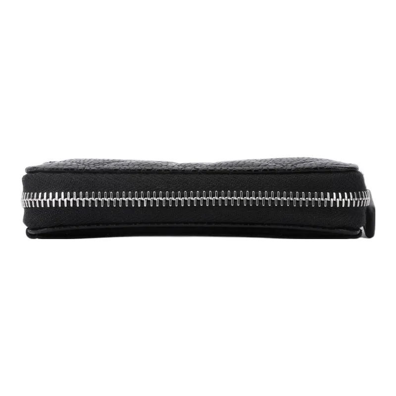CHANEL Litchi Grain Calfskin Card Holder, Wallet Women's Black-3