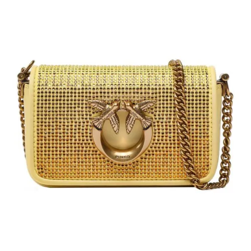 PINKO Click Series Leather Small Square Shoulder Bag Crossbody Bag Shoulder Bag Women's Gold
