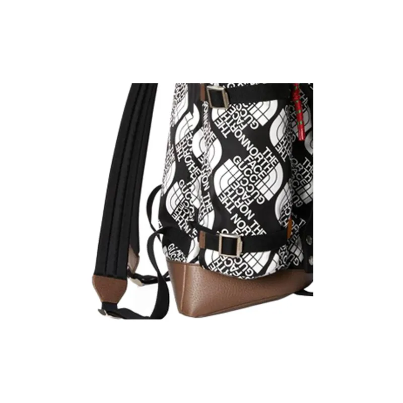 GUCCI The North Face Collaboration Nylon With Leather Dual Compartment Backpack Unisex Multicolor-7