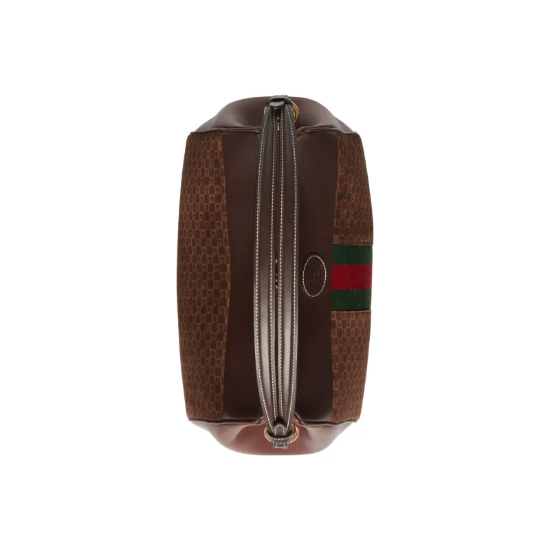 GUCCI Suede Handbag Small Size Women's Green/Red-4