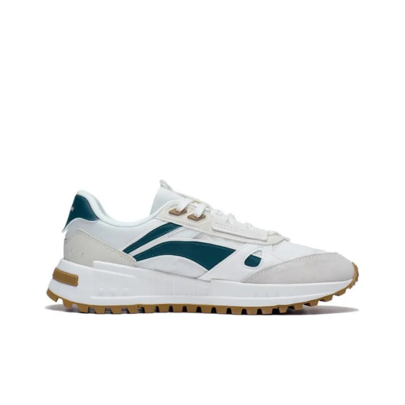 LiNing Wind Rider 2.0 Anti Slip Wear Resistant Low Top Sports Casual Shoes Men's White Green Brown-1