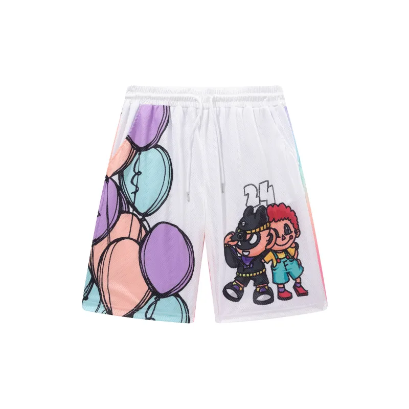 FireMonkey Basketball Shorts Unisex White-1