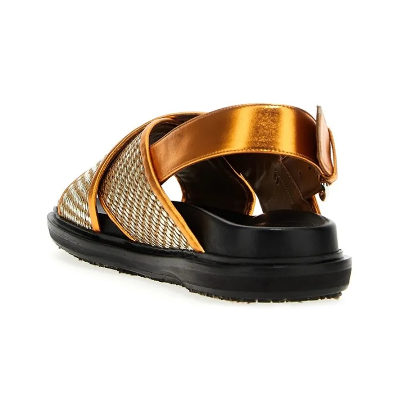 MARNI Fussbett One Strap Sandals Women's Orange-2