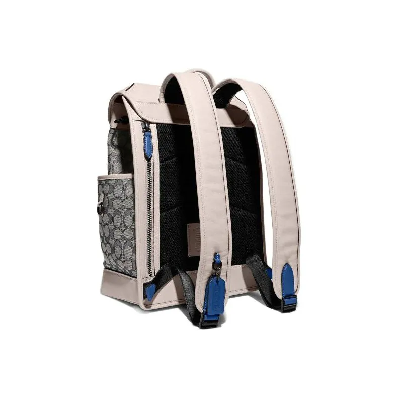 COACH League Canvas With Leather Travel Backpack Large Size Men's White/Gray Black-1