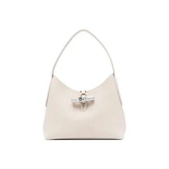 LONGCHAMP Roseau Cow Leather Hobo Bag, Handbag, Shoulder Bag Trumpets Women's Paper Color