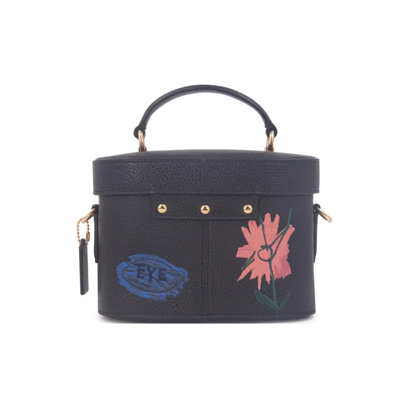 COACH Basquiat Collaboration PVC Makeup Bag Box Bag Handbag Crossbody Bag Small Size Women's Black Print-3