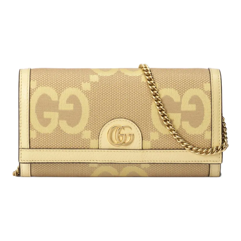 GUCCI Ophidia Canvas With Leather Wallet Large Size Women's Banana Yellow-0