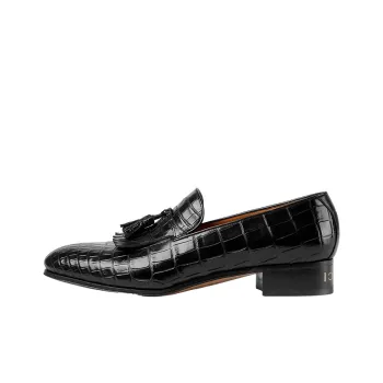 GUCCI Crocodile Loafers Men's Black