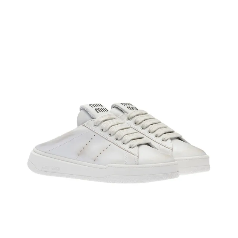 MIU MIU Abrasion Resistant Closed Toe Slippers Women's White-2
