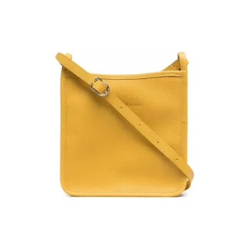 LONGCHAMP Le Foulonné Calfskin Shoulder Bag Crossbody Bag Small Size Women's Yellow