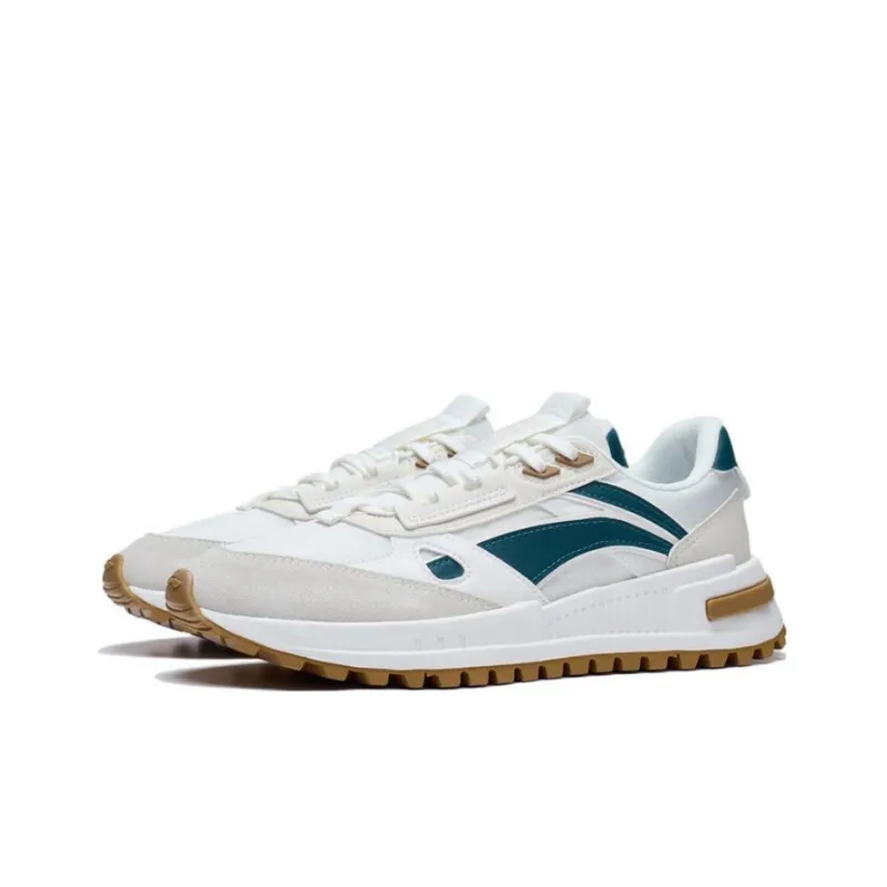 LiNing Wind Rider 2.0 Anti Slip Wear Resistant Low Top Sports Casual Shoes Men's White Green Brown-2