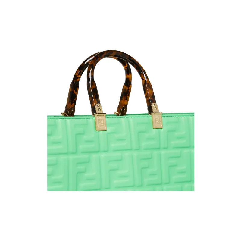 FENDI Sunshine Calfskin Tote Bag, Shopping Bag, Shoulder Bag, Crossbody Bag, Handbag Medium Size Women's Green-4