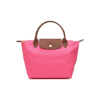 LONGCHAMP Canvas With Leather Trim Canvas Bag, Dumpling Bag, Handbag Small Size Women's Candy Pink