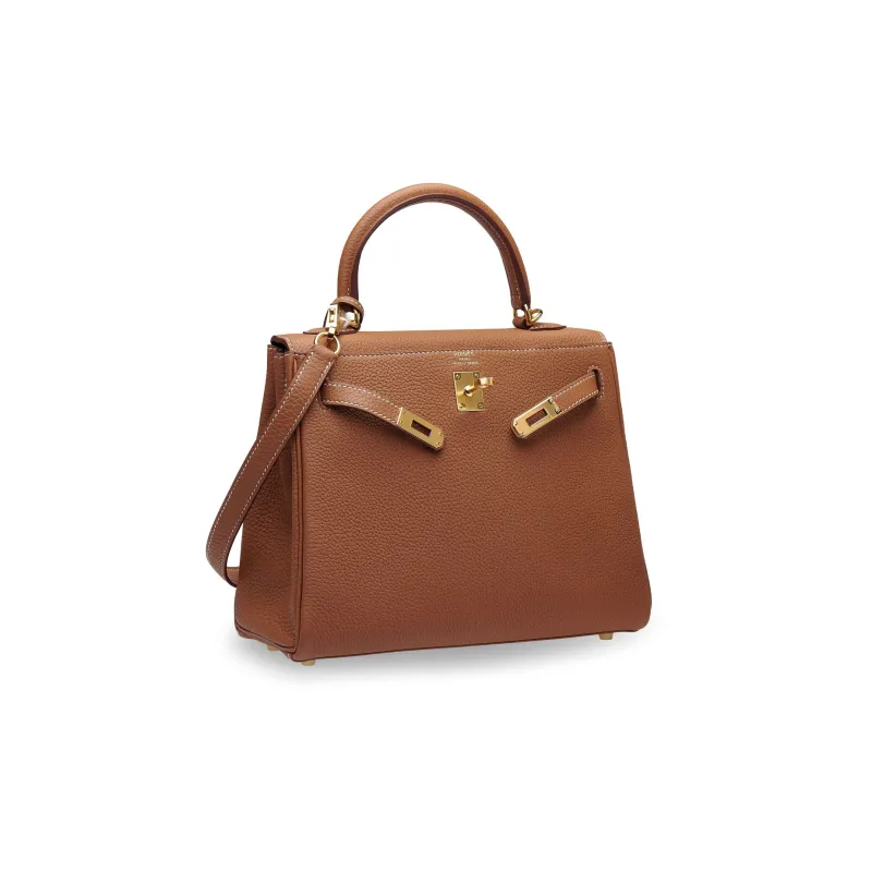 HERMES Kelly Togo Calfskin Kelly Bag Handbag Women's 37 Gold-1