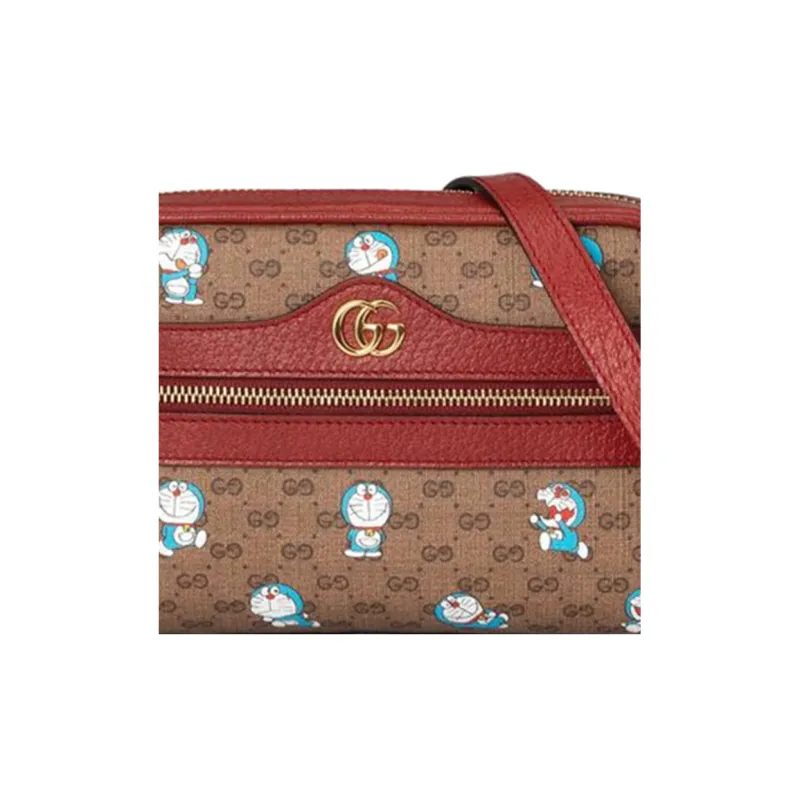 GUCCI Doraemon Collaboration Canvas With Leather Camera Bags Crossbody Bags Shoulder Bags Unisex Brown-7