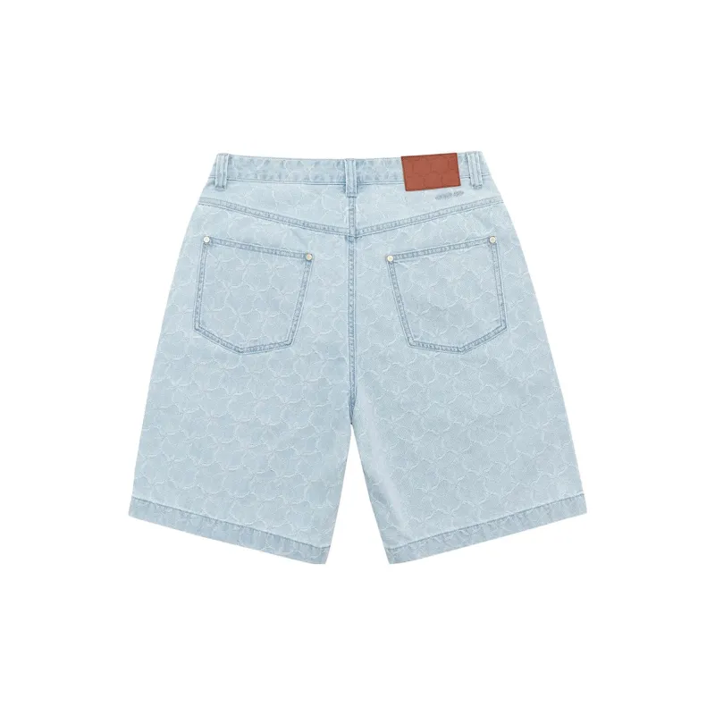 LI NING 1990 Classic Collection Denim Shorts Men's Light Umbilical Blue-1