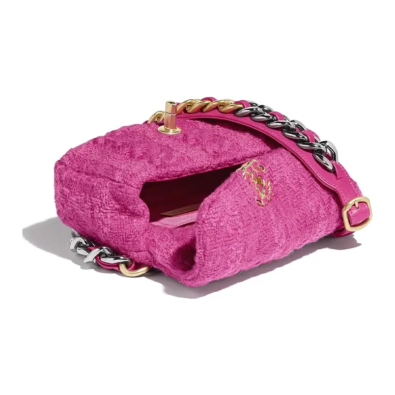 CHANEL 19Bag Twill Soft Woolen Wool Crossbody Handbag, Shoulder Bag, Fanny Pack Women's Pink-2