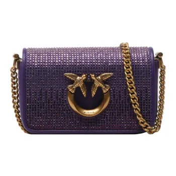 PINKO Click Series Leather Shoulder Bag Crossbody Bag Women's Purple