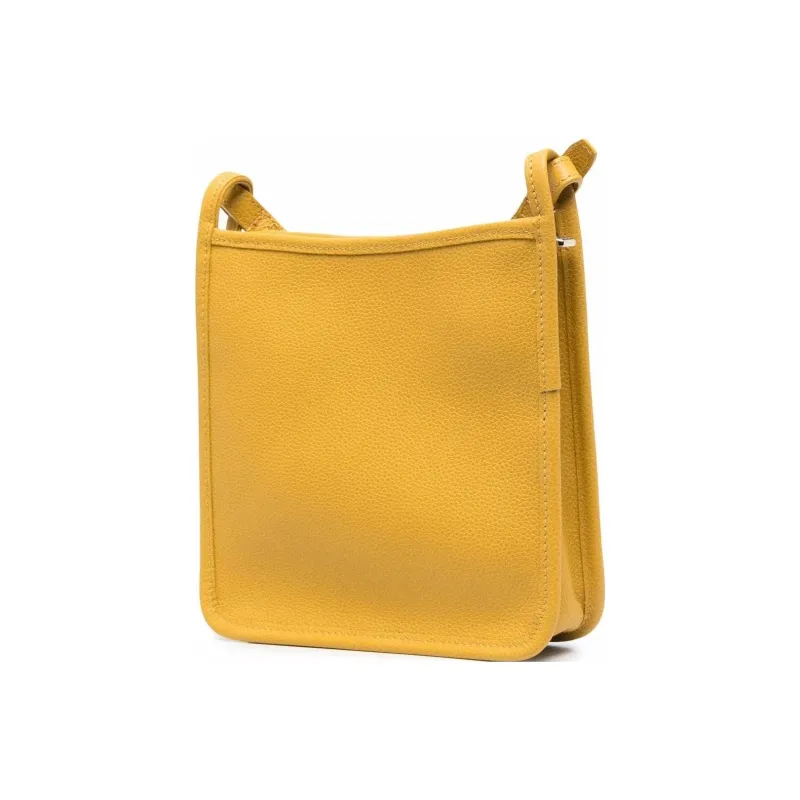 LONGCHAMP Le Foulonné Calfskin Shoulder Bag, Crossbody Bag Trumpets Women's Yellow-1