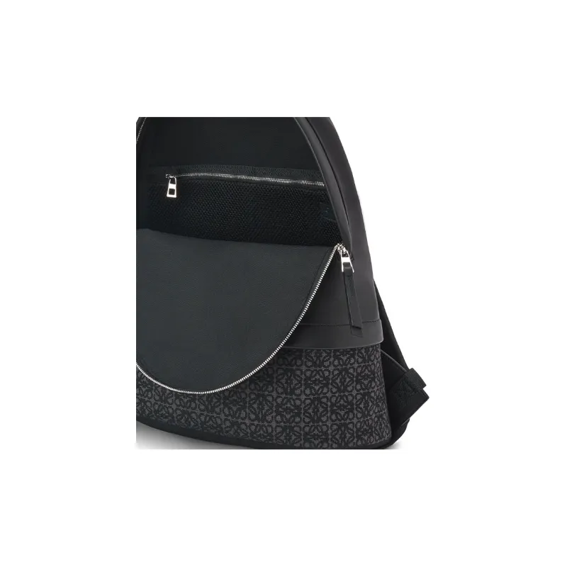 LOEWE Jacquard With Calfskin Backpack Regular Men's Black-6
