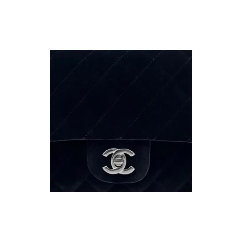 CHANEL Classic Flap CF Velvet Handbag, Shoulder Bag, Crossbody Bag Medium Size Women's Black-1
