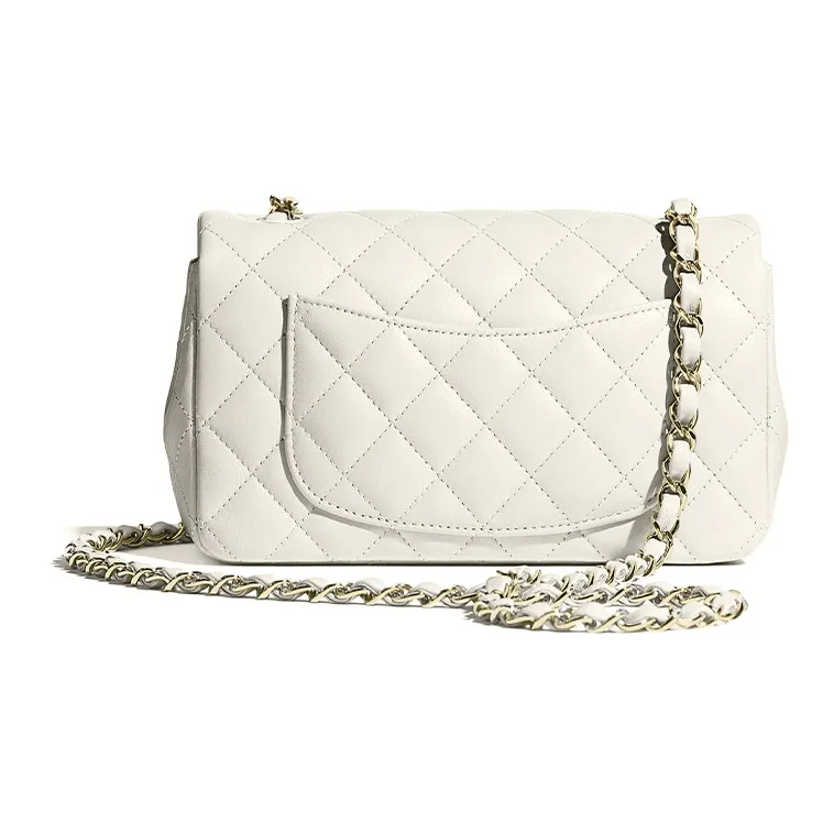 CHANEL Classic Flap CF Sheepskin Shoulder Bag, Crossbody Bag Mini Women's Gray Green-3