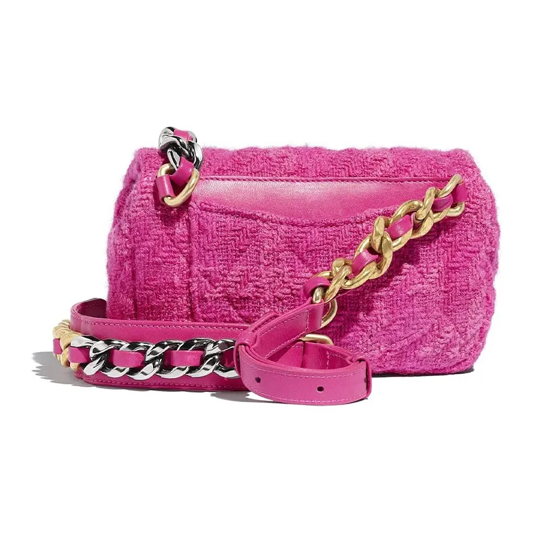 CHANEL 19Bag Twill Soft Woolen Wool Crossbody Handbag, Shoulder Bag, Fanny Pack Women's Pink-1