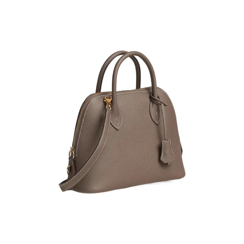 HERMES Bolide Epsom Calfskin Bowling Bag, Shoulder Bag, Crossbody Bag, Handbag Unisex 18 Etoupe Elephant Gray-2