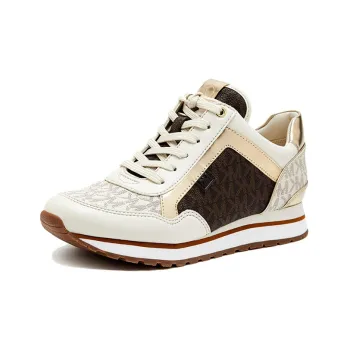 MICHAEL KORS Maddy Slip-Resistant Low-Top Sports Casual Shoes Women's White Brown Gold