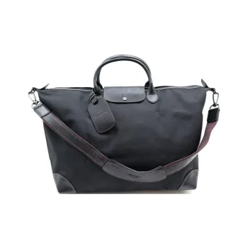 LONGCHAMP Boxford Fabric Dumpling Bag, One Shoulder Handbag Tubas Unisex Black