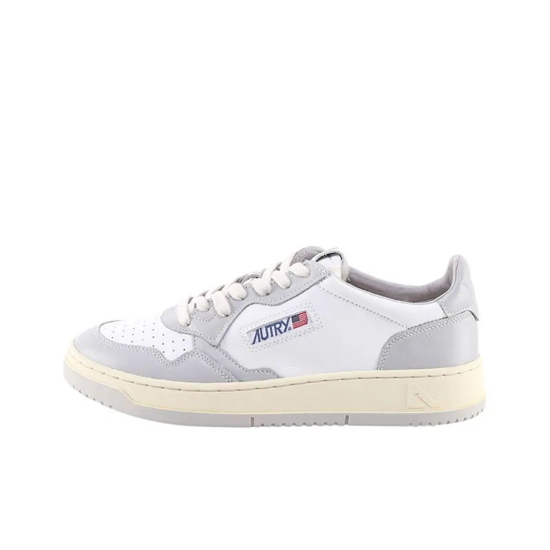 AUTRY Medalist Leather Low White Grey Women's-0