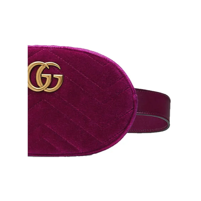 GUCCI GG Marmont Velvet Sling Bag Fanny Pack Regular Women's Fuchsia-4