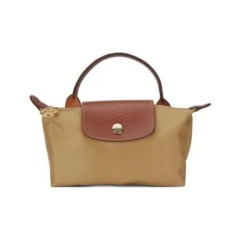 LONGCHAMP Le Pliage Recycled Canvas With Leather Dumpling Bag Handbags Women's Desert