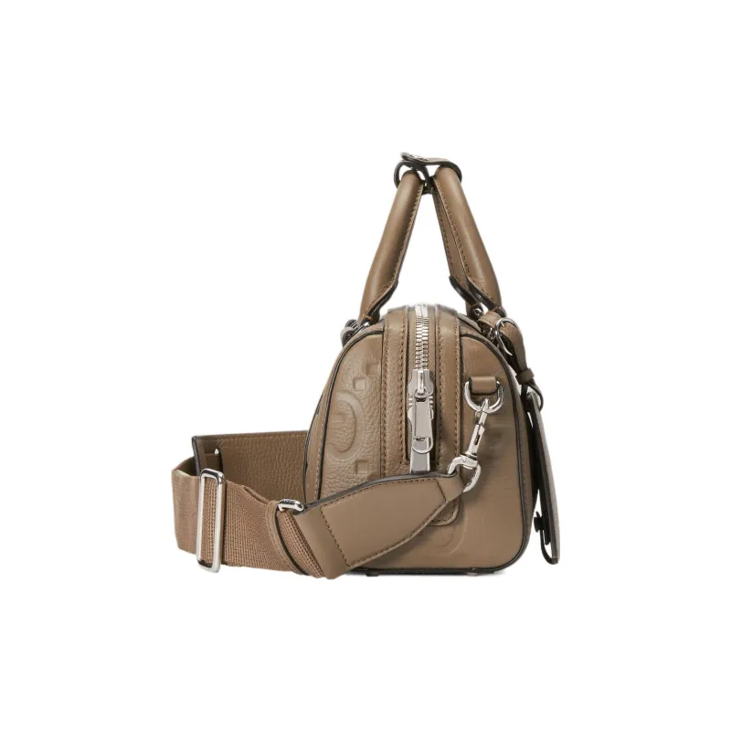 GUCCI Leather Cylinder Bag Handbag Shoulder Bag Crossbody Bag Travel Bag Mini Women's Taupe-3