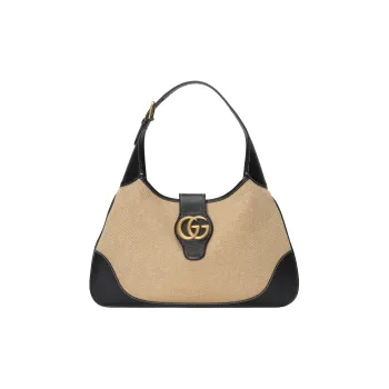 GUCCI Aphrodite Canvas With Leather Canvas Bag Handbag Shoulder Bag Medium Size Women's Beige/Black