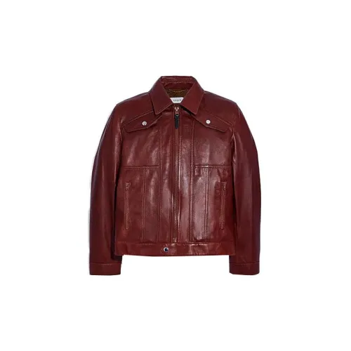 COACH Leather Jackets Men Reddish Brown