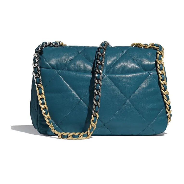 CHANEL 19Bag Goatskin Handbag, Shoulder Bag, Crossbody Bag Tubas Women's Dark Green-1