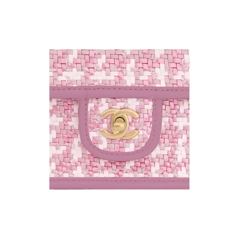 CHANEL 23C Early Spring Lambskin Flap Bag, Crossbody Bag, Shoulder Bag Medium Size Women's Gold & Pink-3