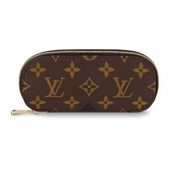 LOUIS VUITTON Monogram Canvas With Leather Eyeglass Pouch Tubas Unisex Brown