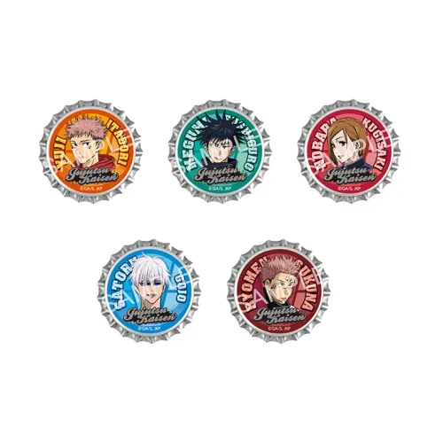 KADOKAWA Jujutsu Kaisen Beer Cap Badge Set 5 Pcs In A Set IP Merch 3.5cm