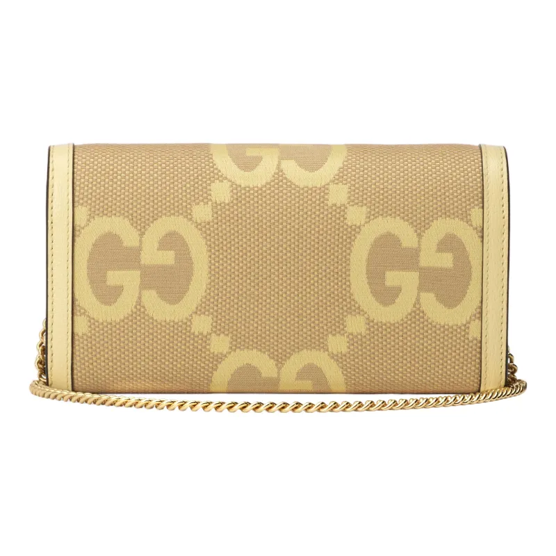 GUCCI Ophidia Canvas With Leather Wallet Large Size Women's Banana Yellow-1